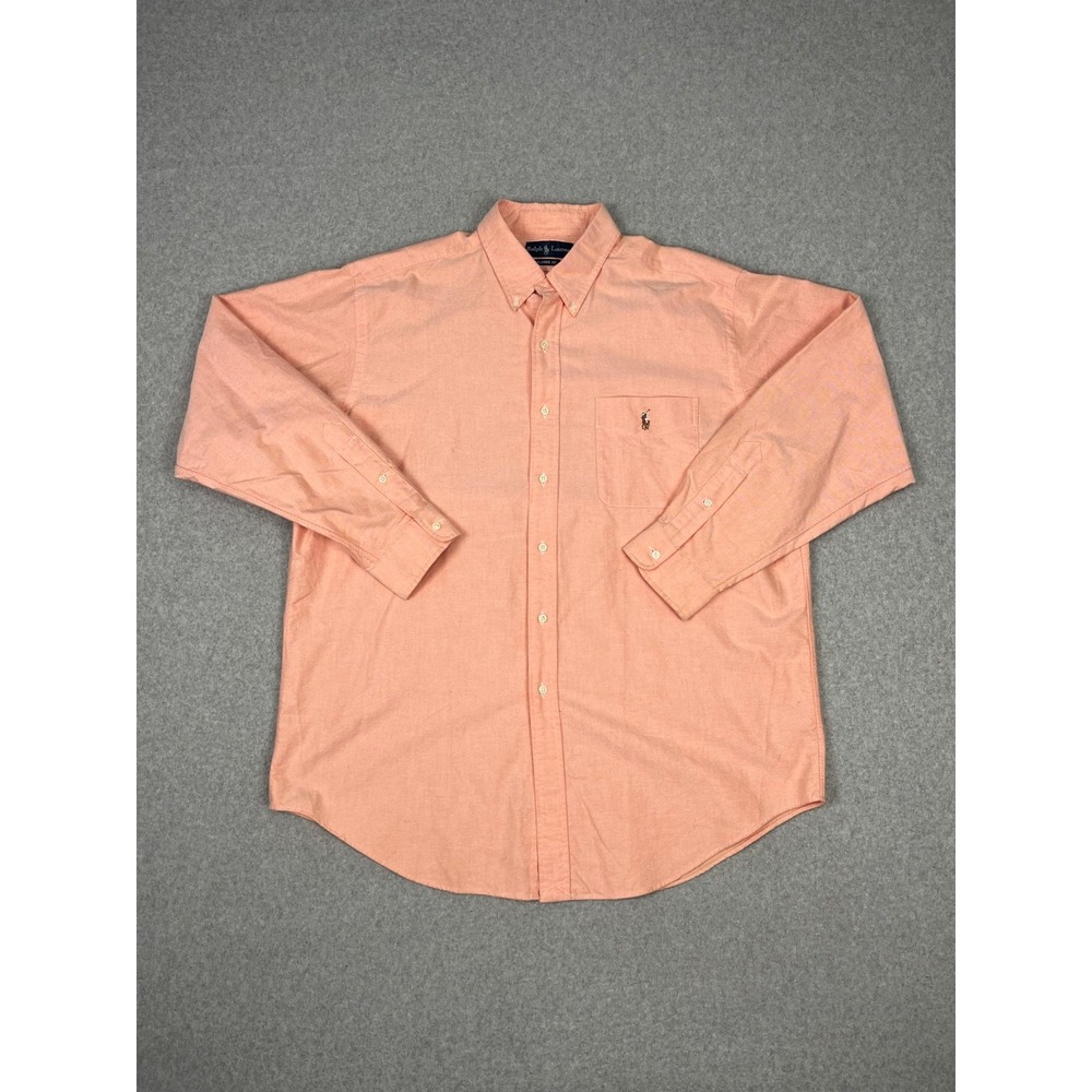 Vintage Polo Ralph Lauren Shirt Mens Peach XL Button Down Flesh Pony Long Sleeve